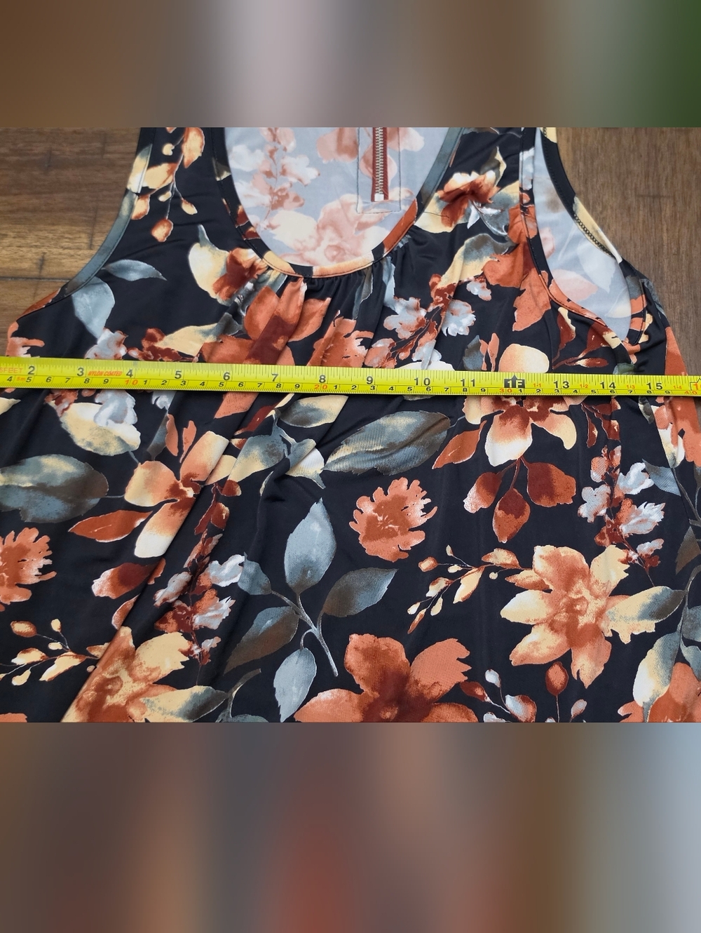 Pulse Black Floral Tank with Rust Colored Flowers - Picture 6 of 6